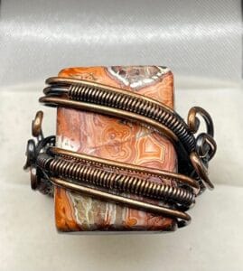 Copper Wire Ring with Crazy Lace Agate Approx Size 11.75 UK X 1