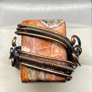 Copper Wire Ring with Crazy Lace Agate Approx Size 11.75 UK X 1
