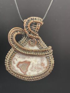 Hand-Wrapped Copper Wire Pendant Featuring Crazy Lace Agate