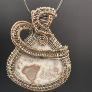 Hand-Wrapped Copper Wire Pendant Featuring Crazy Lace Agate