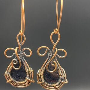 Hand Wrapped Copper Wire Earrings with Blue Goldstone 1 scaled - Hand Wrapped Copper Wire Earrings with Blue Goldstone, 1 - Hand Wrapped Copper Wire Earrings with Blue Goldstone, 1 - AURORA ARTISAN JEWELLERY