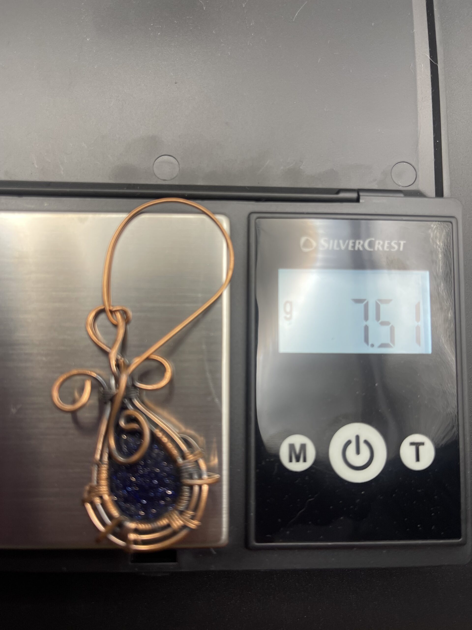 Hand Wrapped Copper Wire Earrings with Blue Goldstone 5 Weight of Each Earring Approx 7.5 grams scaled - Hand Wrapped Copper Wire Earrings with Blue Goldstone, 5, Weight of Each Earring Approx 7.5 grams - Hand Wrapped Copper Wire Earrings with Blue Goldstone, 5, Weight of Each Earring Approx 7.5 grams - AURORA ARTISAN JEWELLERY