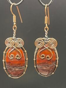 Hand Wrapped Copper Wire Earrings with Red Rainbow Jasper 1 scaled - Hand Wrapped Copper Wire Earrings with Red Rainbow Jasper, 1 - Hand Wrapped Copper Wire Earrings with Red Rainbow Jasper, 1 - AURORA ARTISAN JEWELLERY