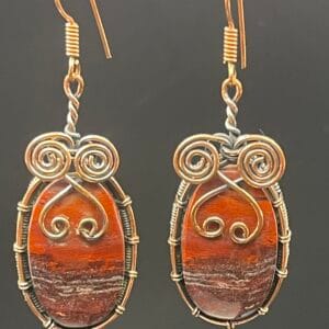 Hand Wrapped Copper Wire Earrings with Red Rainbow Jasper 1 scaled - Hand Wrapped Copper Wire Earrings with Red Rainbow Jasper, 1 - Hand Wrapped Copper Wire Earrings with Red Rainbow Jasper, 1 - AURORA ARTISAN JEWELLERY