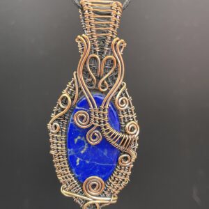 Hand-Wrapped Copper Wire Pendant Featuring Lapis Lazuli
