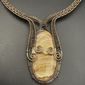 Hand-Wrapped Copper Wire Statement Necklace Featuring Picture Jasper