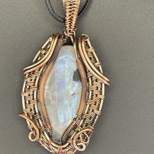 Hand Wrapped Copper Wire Rainbow Moonstone Pendant 2 scaled - Hand Wrapped Copper Wire Rainbow Moonstone Pendant, 2 - Hand Wrapped Copper Wire Rainbow Moonstone Pendant, 2 - AURORA ARTISAN JEWELLERY