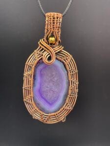 Hand Wrapped Copper Wire Solar Agate Purple Pendant 1 scaled - Hand Wrapped Copper Wire Solar Agate Purple Pendant, 1 - Hand Wrapped Copper Wire Solar Agate Purple Pendant, 1 - AURORA ARTISAN JEWELLERY