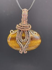 Hand Wrapped Copper Wire Tigers Eye Pendant 1 scaled - Hand Wrapped Copper Wire Tiger's Eye Pendant, 1 - Hand Wrapped Copper Wire Tiger’s Eye Pendant, 1 - AURORA ARTISAN JEWELLERY