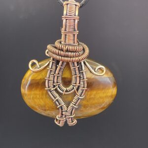 Hand Wrapped Copper Wire Tigers Eye Pendant 1 scaled - Hand Wrapped Copper Wire Tiger's Eye Pendant, 1 - Hand Wrapped Copper Wire Tiger’s Eye Pendant, 1 - AURORA ARTISAN JEWELLERY