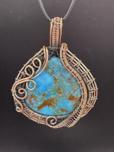 Hand Wrapped Copper Wire Turquoise Magnesite Pendant 1 scaled - Hand Wrapped Copper Wire Turquoise Magnesite Pendant, 1 - Hand Wrapped Copper Wire Turquoise Magnesite Pendant, 1 - AURORA ARTISAN JEWELLERY