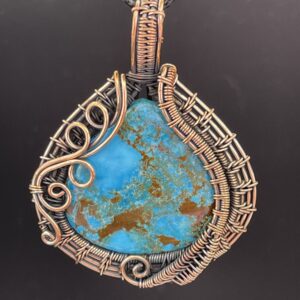 Hand Wrapped Copper Wire Turquoise Magnesite Pendant 1 scaled - Hand Wrapped Copper Wire Turquoise Magnesite Pendant, 1 - Hand Wrapped Copper Wire Turquoise Magnesite Pendant, 1 - AURORA ARTISAN JEWELLERY