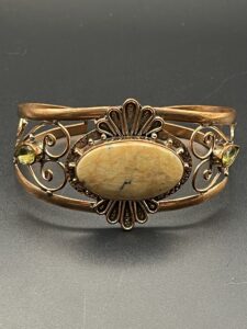 Handmade Pure Copper Cuff Bracelet Featuring Dendritic Opal