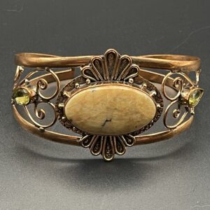 Handmade Pure Copper Cuff Bracelet Featuring Dendritic Opal