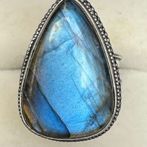 Labradorite in Handmade Silver Plated Ring Size US 9.7 UK T approx 1 - Labradorite in Handmade Silver Plated Ring, Size US 9.7 & UK T approx, 1 - Labradorite in Handmade Silver Plated Ring, Size US 9.7 & UK T approx, 1 - AURORA ARTISAN JEWELLERY