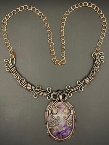 Charoite in Hand-Crafted Copper Wire Necklace