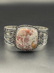 Crazy Lace Agate in Handmade Cuff Bracelet