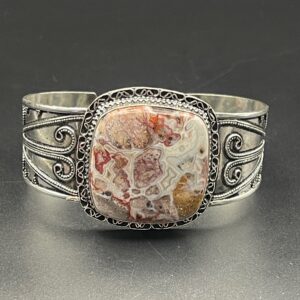 Crazy Lace Agate in Handmade Cuff Bracelet