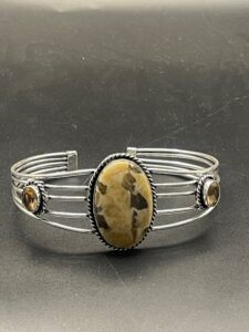 Graphite Feldspar & Morganite Cuff Bracelet