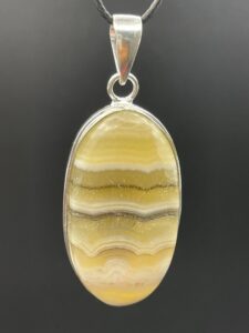 YELLOW LACE AGATE PENDANT - HANDMADE IN SILVER PLATED COPPER