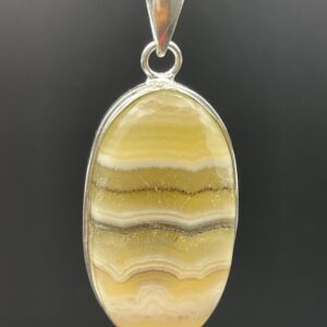 YELLOW LACE AGATE PENDANT - HANDMADE IN SILVER PLATED COPPER