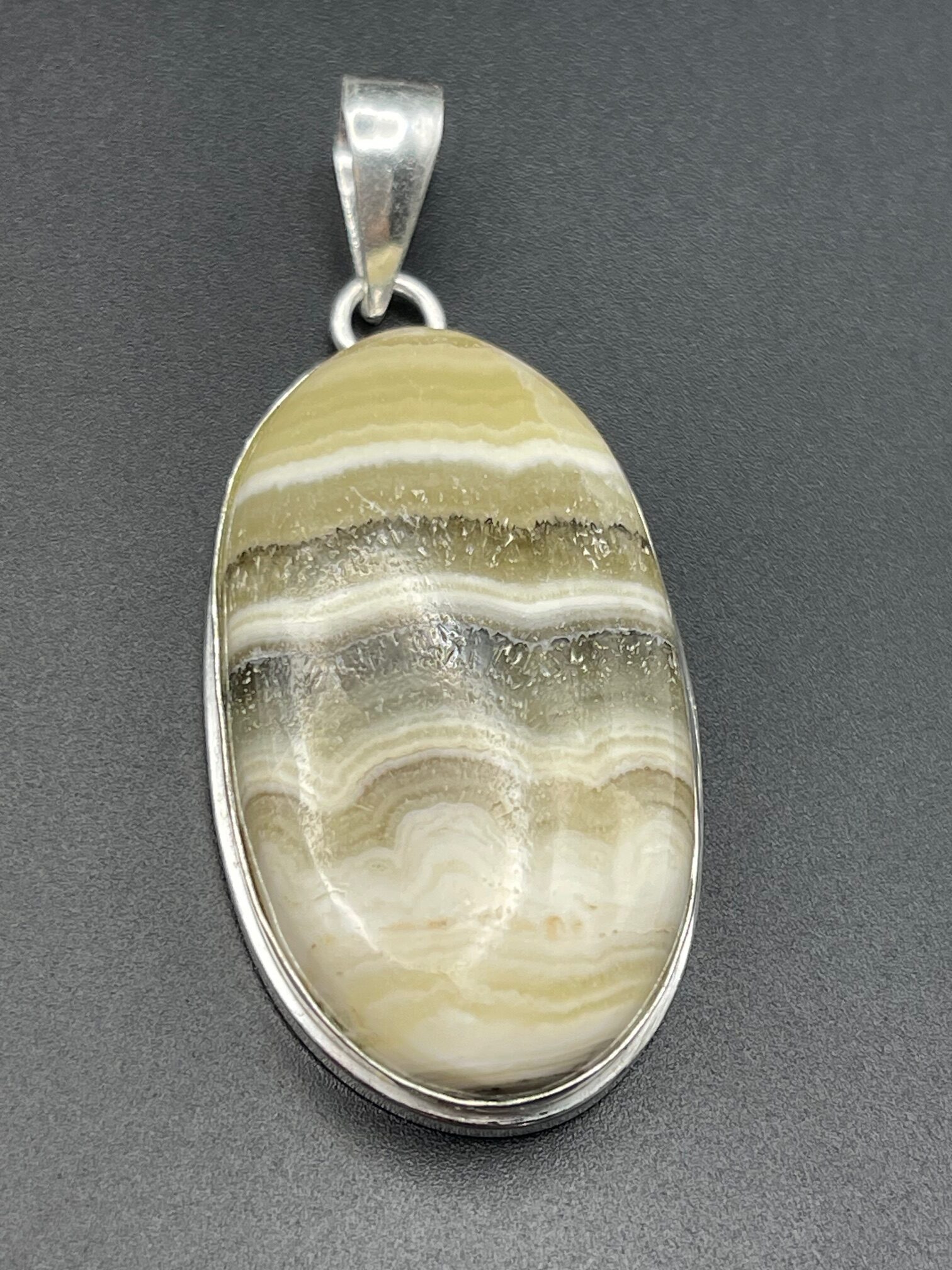 Yellow Lace Agate in Handmade Silver Plated Pendant 2 rotated - Yellow Lace Agate in Handmade Silver Plated Pendant, 2 - Yellow Lace Agate in Handmade Silver Plated Pendant, 2 - AURORA ARTISAN JEWELLERY
