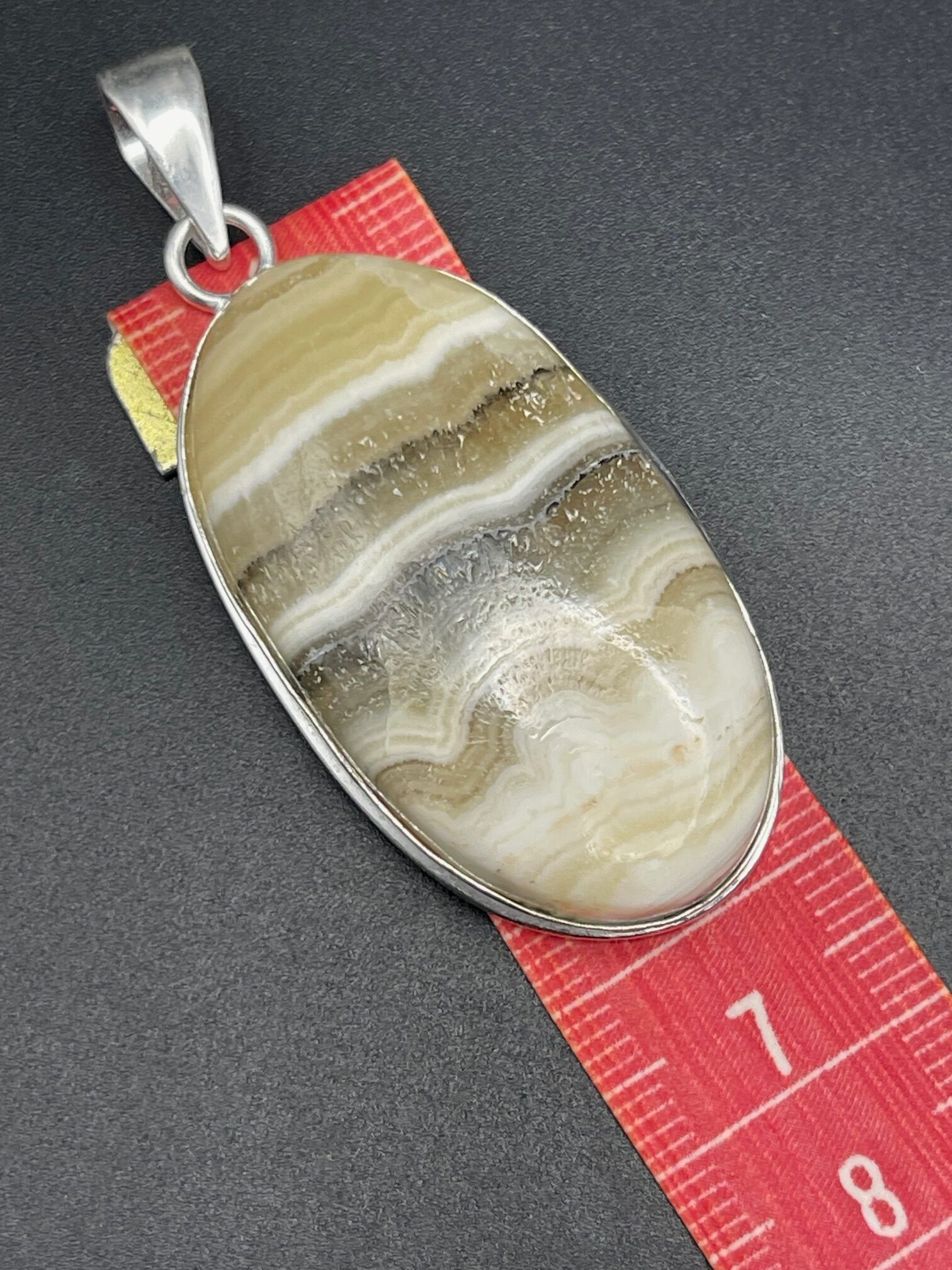 Yellow Lace Agate in Handmade Silver Plated Pendant 5 Pendant Length Approx 6cms rotated - Yellow Lace Agate in Handmade Silver Plated Pendant, 5, Pendant Length Approx 6cms - Yellow Lace Agate in Handmade Silver Plated Pendant, 5, Pendant Length Approx 6cms - AURORA ARTISAN JEWELLERY