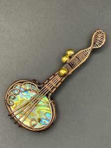Abalone Shell in Copper Wire Sitar Pendant