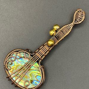 Abalone Shell in Copper Wire Sitar Pendant