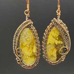 Australian Green Opal in Copper Wire Earrings