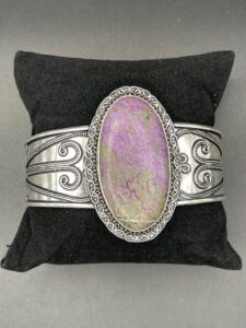 Purpurite Jasper in Handmade Silver Plated Cuff