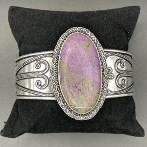 Purpurite Jasper in Handmade Silver Plated Cuff