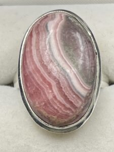 Rhodochrosite in Handmade Silver Plated Ring