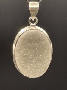 White Sugar Druzy in Handmade Silver Plated Pendant
