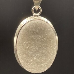 White Sugar Druzy in Handmade Silver Plated Pendant