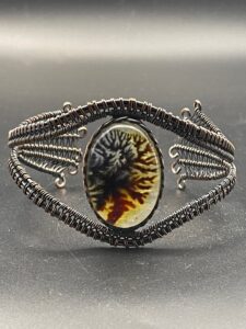 Dendrite Opal in Copper Wire Cuff Bangle