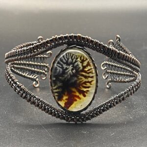 Dendrite Opal in Copper Wire Cuff Bangle