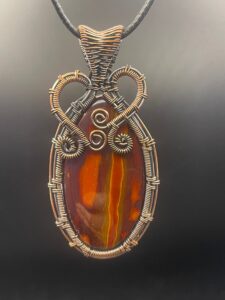 Iron Tiger's Eye in Hand-Wrapped Copper Wire Pendant