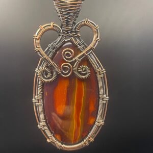 Iron Tiger's Eye in Hand-Wrapped Copper Wire Pendant