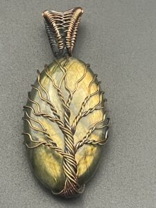 Labradorite in Hand-Wrapped Copper Wire Tree of Life Pendant