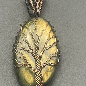 Labradorite in Hand-Wrapped Copper Wire Tree of Life Pendant