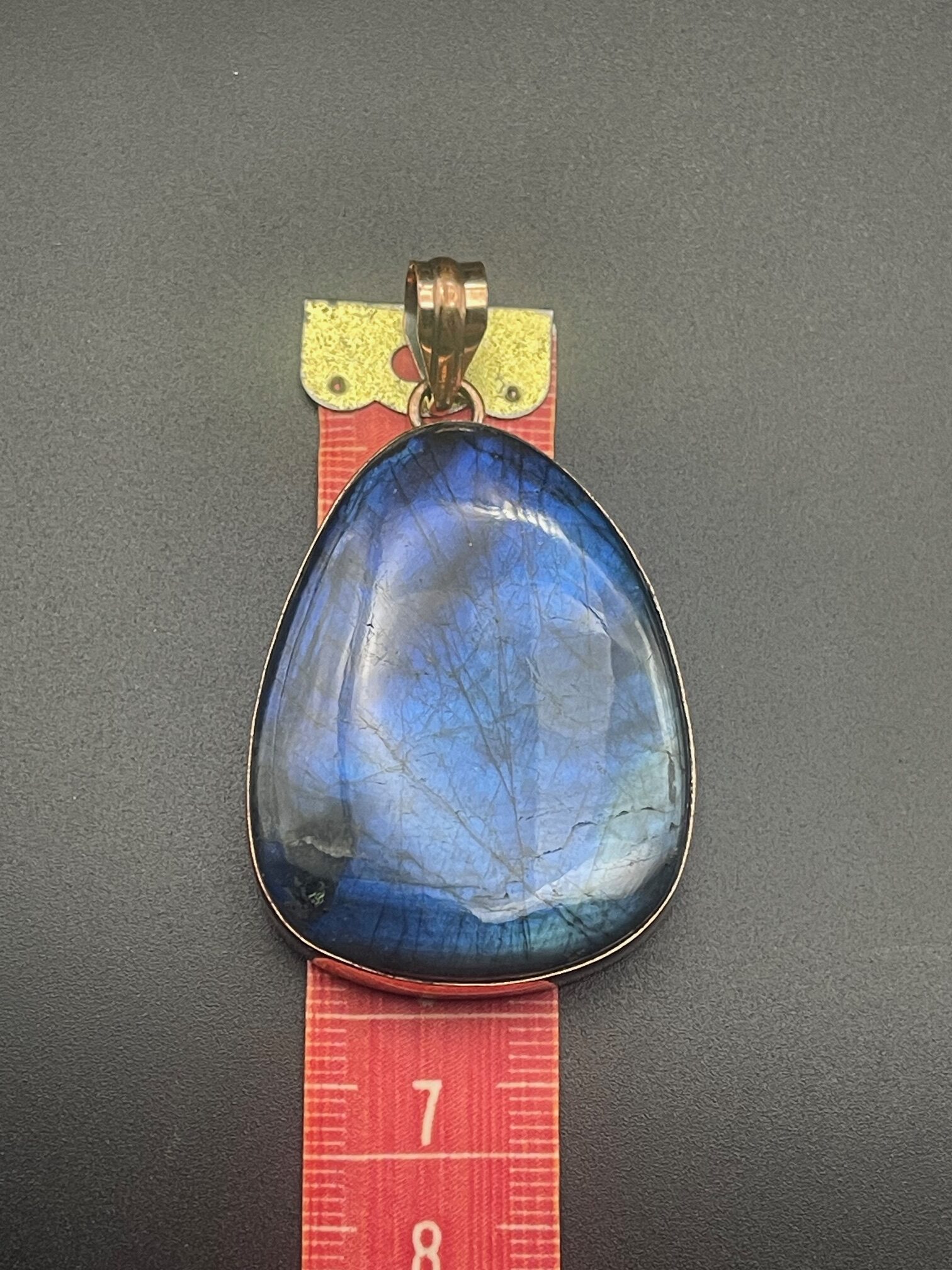 Labradorite in Handmade Pure Copper Pendant 6 Length Approx 6cms 2 inches rotated - Labradorite in Handmade Pure Copper Pendant, 6 Length Approx 6cms (2 inches) - Labradorite in Handmade Pure Copper Pendant, 6 Length Approx 6cms (2 inches) - AURORA ARTISAN JEWELLERY