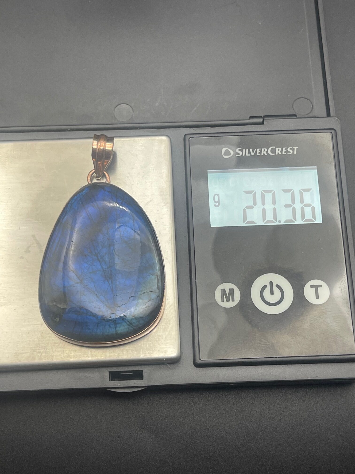Labradorite in Handmade Pure Copper Pendant 8 Weight Approx 20 grams rotated - Labradorite in Handmade Pure Copper Pendant, 8 Weight Approx 20 grams - Labradorite in Handmade Pure Copper Pendant, 8 Weight Approx 20 grams - AURORA ARTISAN JEWELLERY