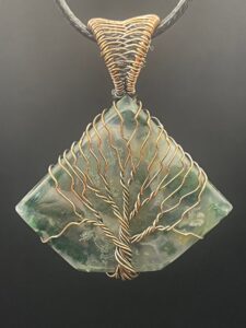 Moss Agate in Hand-Wrapped Copper Wire Tree of Life Pendant