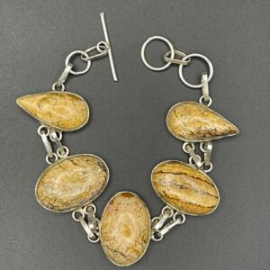 Picture Jasper in Handmade Silver Plated Bracelet