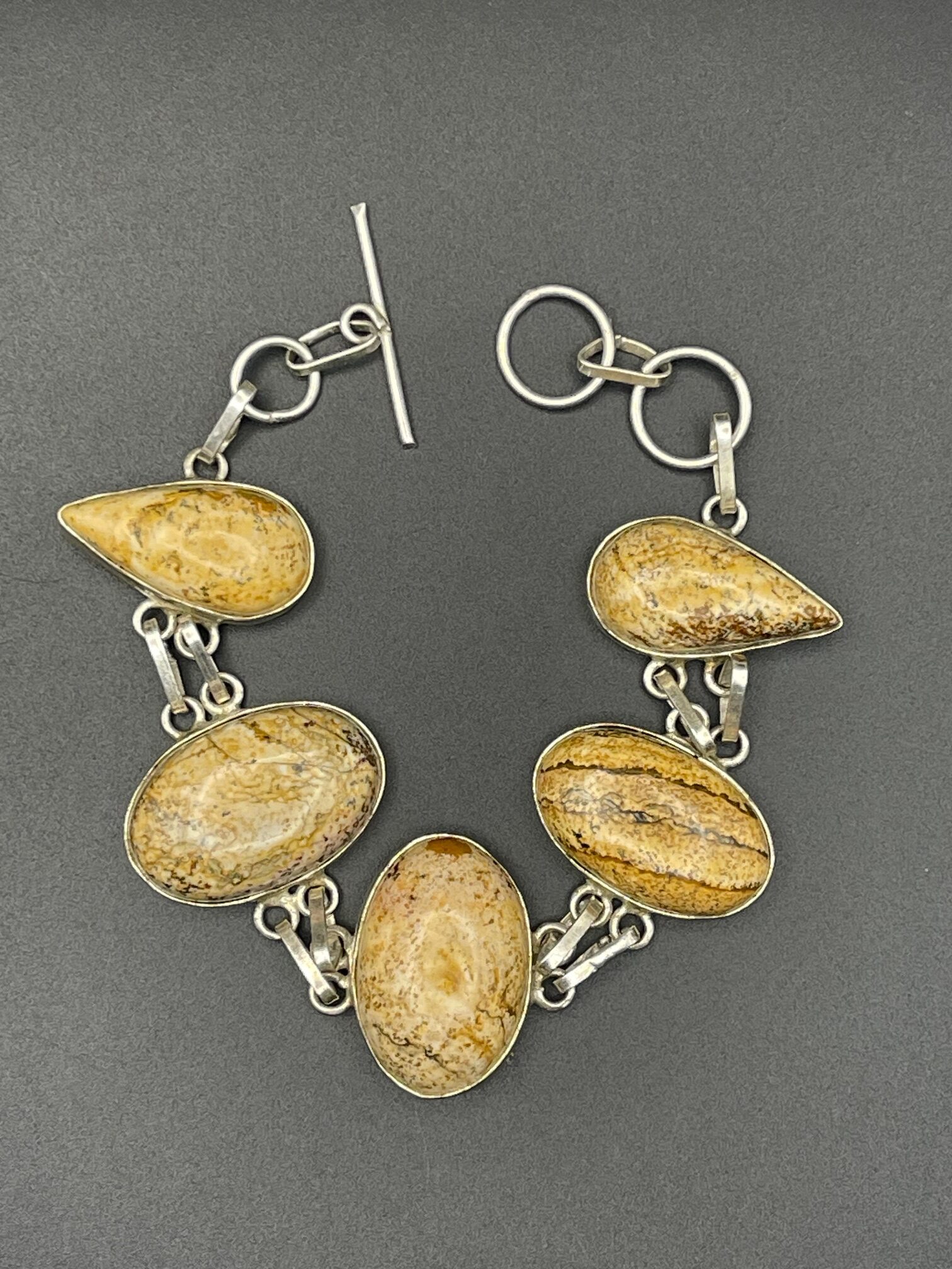 Picture Jasper in Handmade Silver Plated Bracelet