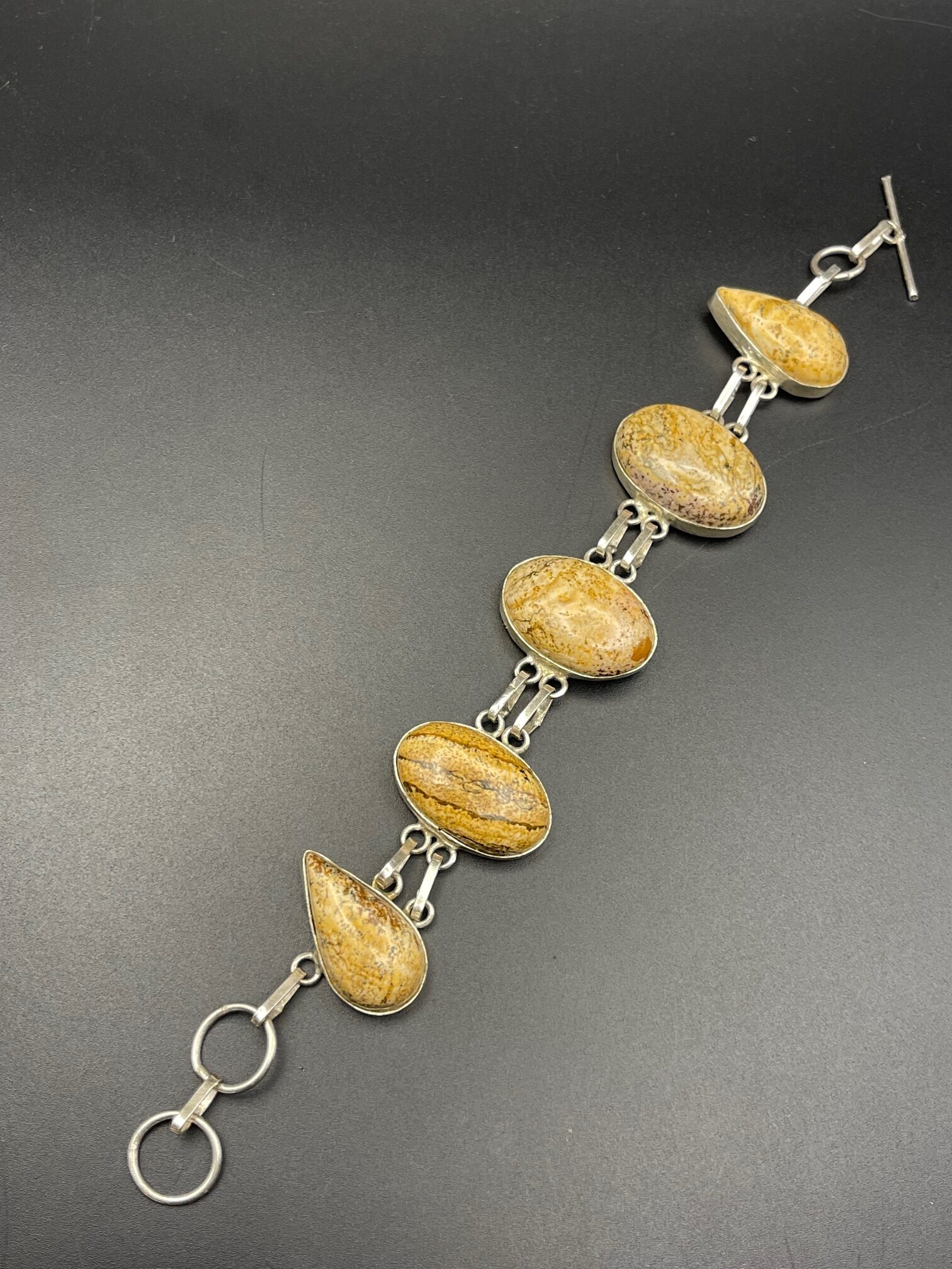 Picture Jasper in Handmade Silver Plated Bracelet 2 Straight rotated - Picture Jasper in Handmade Silver Plated Bracelet, 2 Straight - Picture Jasper in Handmade Silver Plated Bracelet, 2 Straight - AURORA ARTISAN JEWELLERY