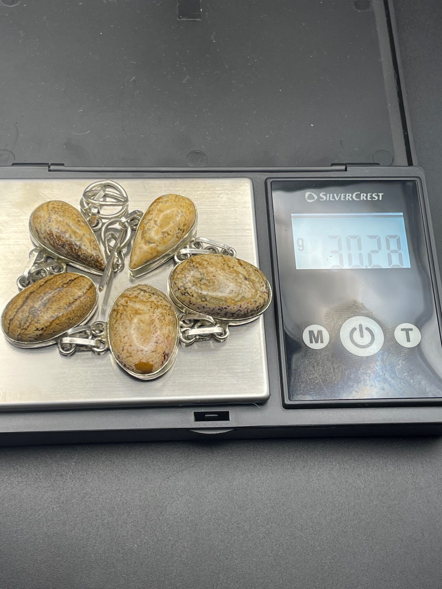 Picture Jasper in Handmade Silver Plated Bracelet Weight Approx 30 grams rotated - Picture Jasper in Handmade Silver Plated Bracelet, Weight Approx 30 grams - Picture Jasper in Handmade Silver Plated Bracelet, Weight Approx 30 grams - AURORA ARTISAN JEWELLERY