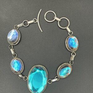 Rainbow Fire Topaz in Handmade Silver Plated Bracelet