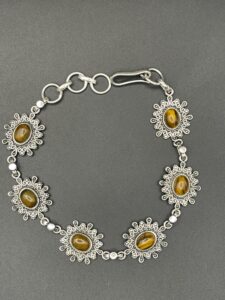 Tiger's Eye in Handmade Silver Plated Bracelet